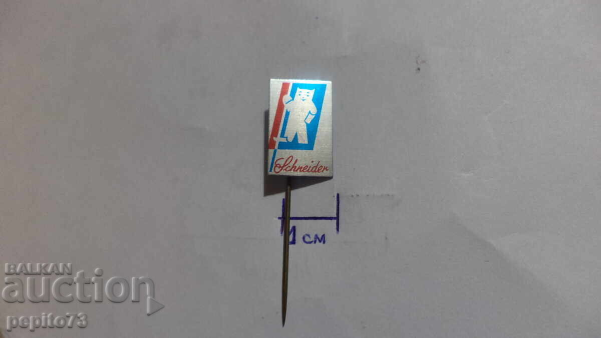 Auction  Advertising badge, Schneider, brand of ballpoint pens