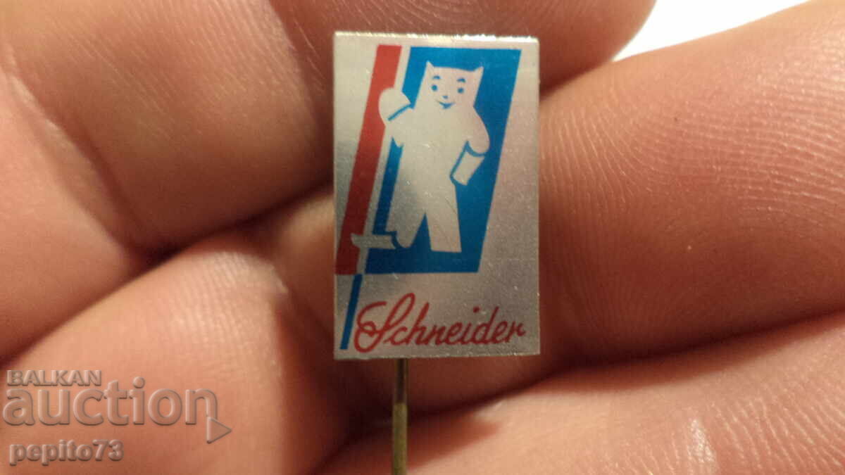 Advertising badge, Schneider, brand of ballpoint pens