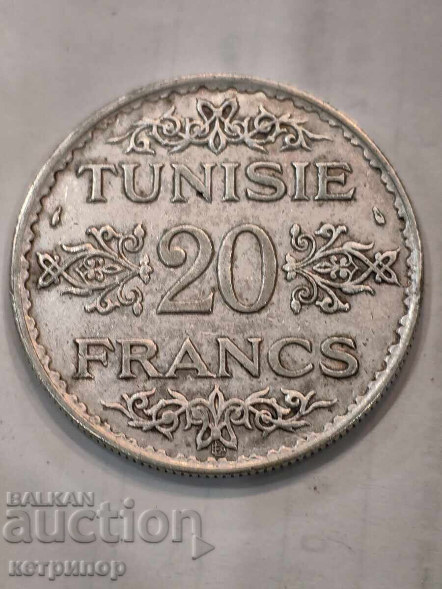 20 φράγκα Τυνησίας 1934 / 1353 / ασημένια με τιμή € 105.00 | 205.36 BGN