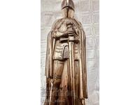 Brichetă vintage, deschisă, cu statuie de cavaler