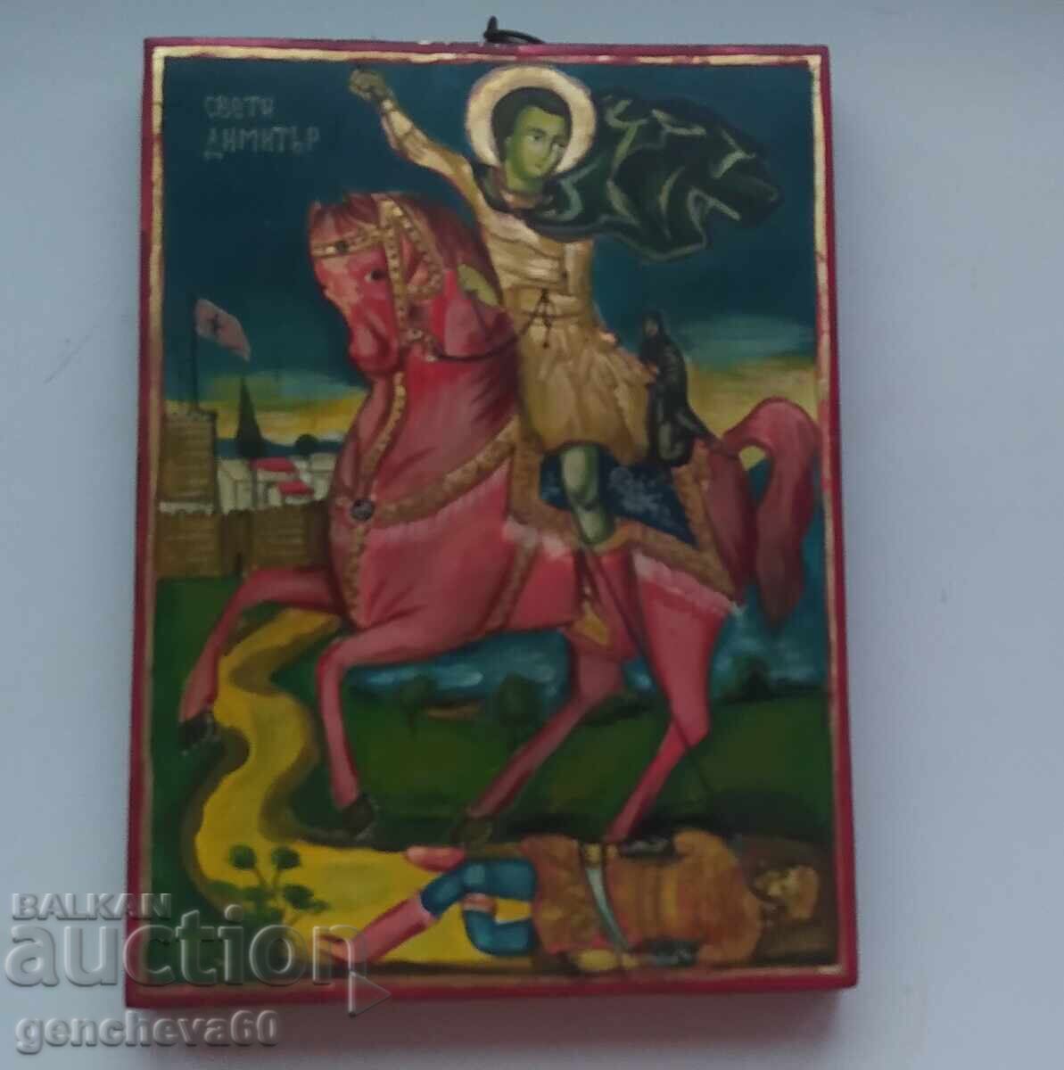 Icoană Sf. Dimitrie pictată manual - Certificat - 5