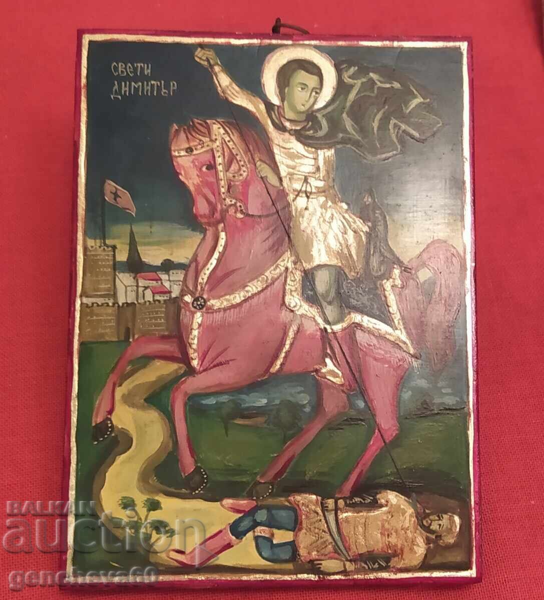 Icoană Sf. Dimitrie pictată manual - Certificat - 6