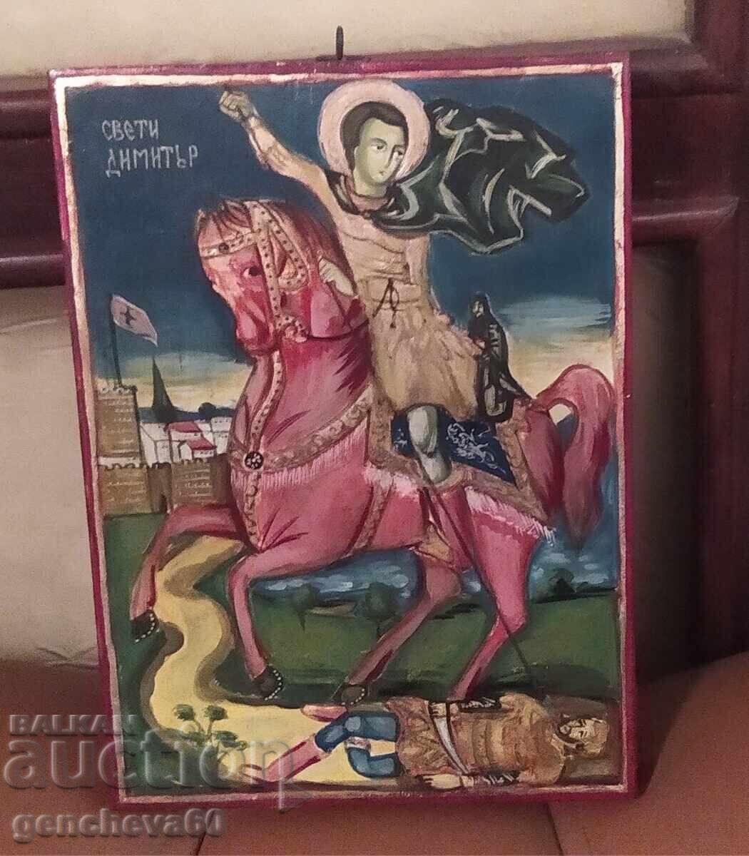 Icoană Sf. Dimitrie pictată manual - Certificat - 7