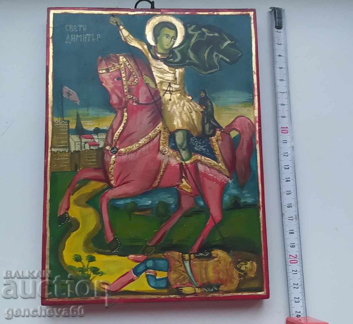 Icoană Sf. Dimitrie pictată manual - Certificat