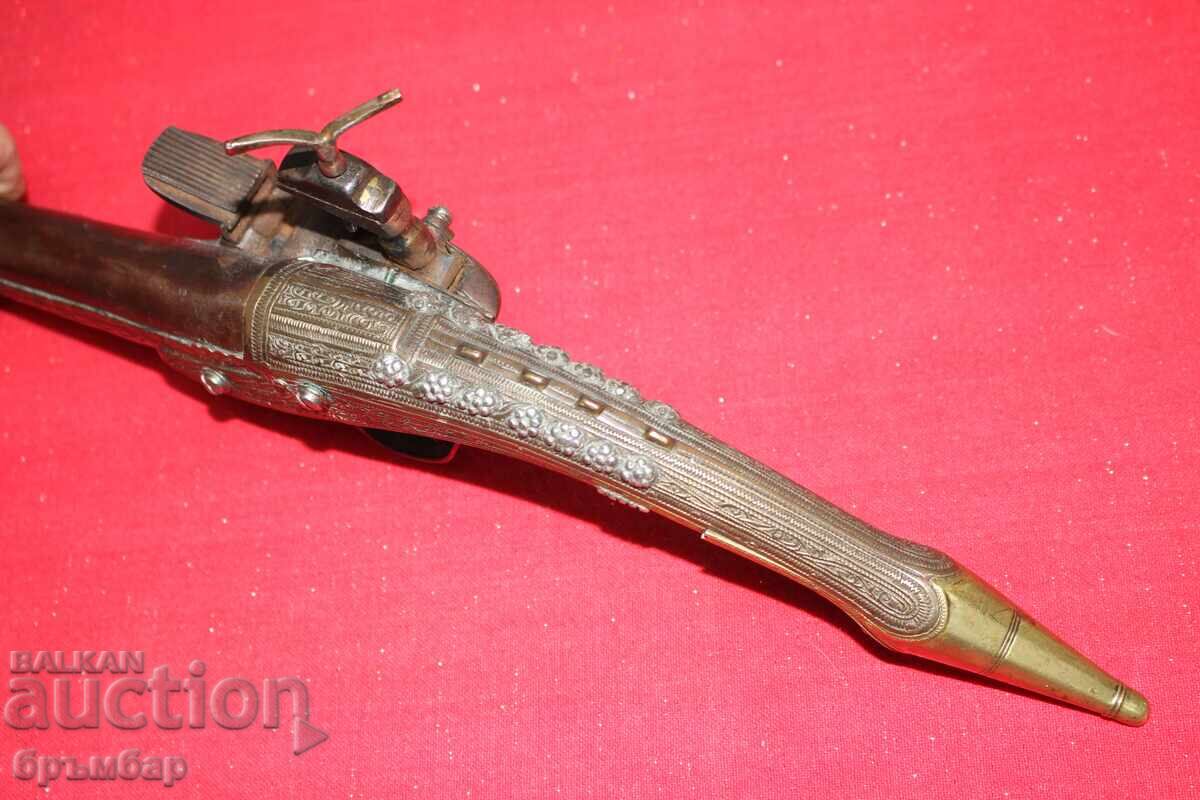 Арнаутски ремъчен пистолет кремъклия с отрязана скъсена цев. - 5
