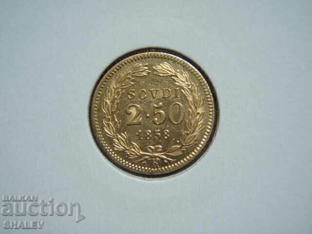 2,50 Scudi 1858 Vaticana (2 1/2  скуди Ватикана)- AU (злато)