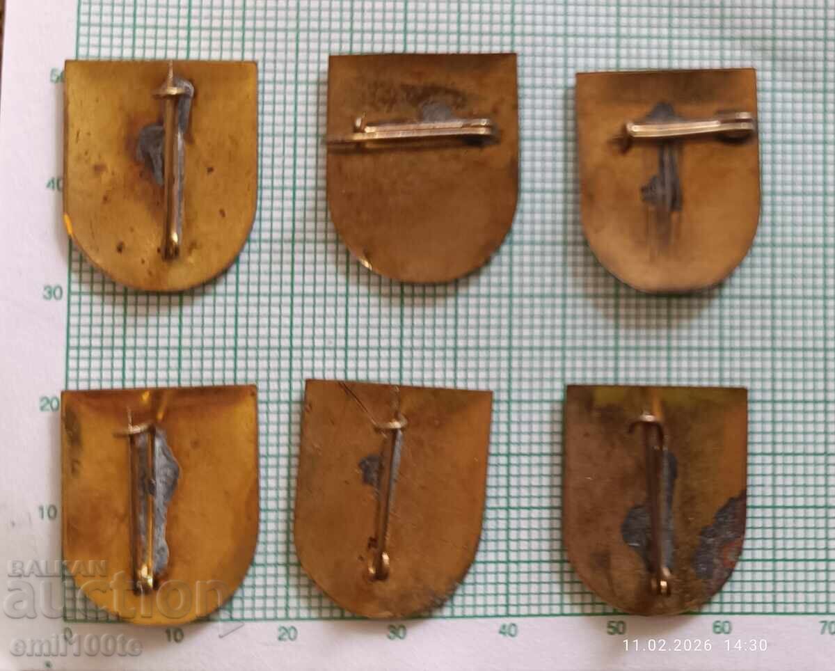 Insigne 6 buc. Portugalia stemă plus steme 5 orașe - 5 Insigne 6 buc. Portugalia stemă plus steme 5 orașe - 5