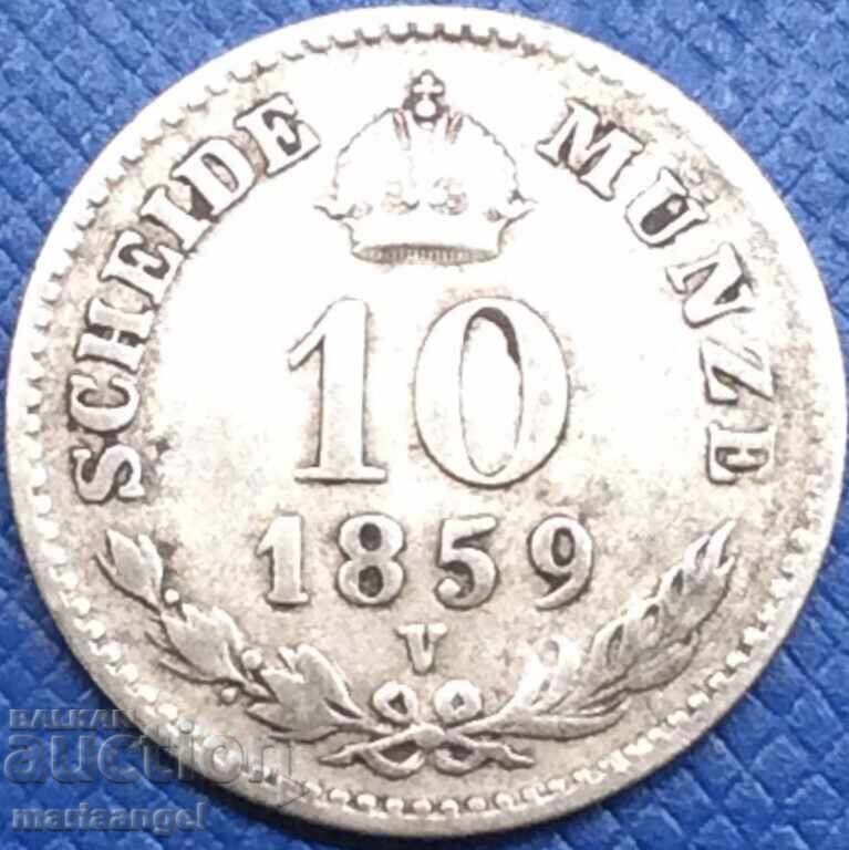 10 Kreuzer 1859 Austria for Italy Venetia V-Venice Venice - 5