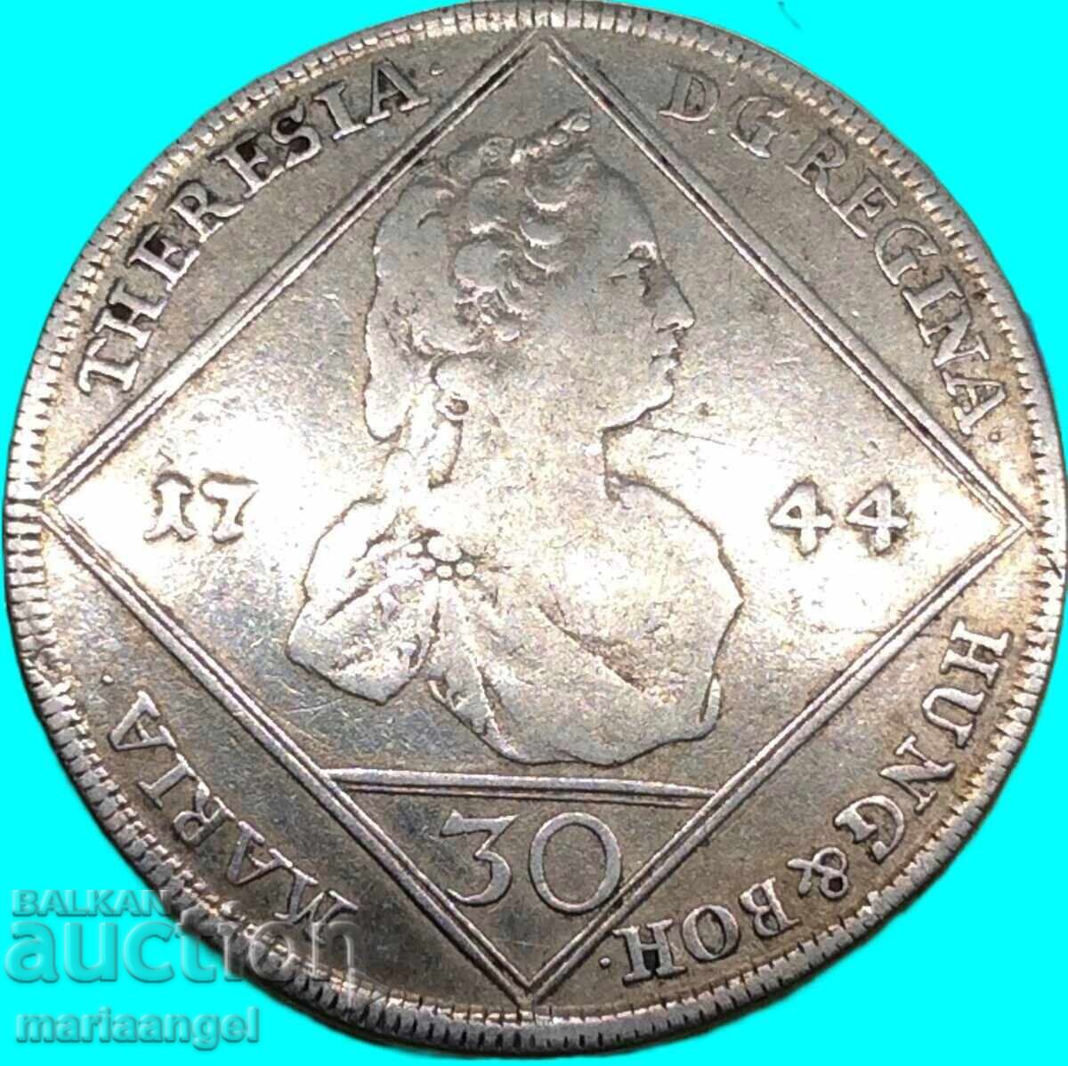 1/2 Thaler 1744 Austria 30 Kreuzer Graz Maria Theresa - 7