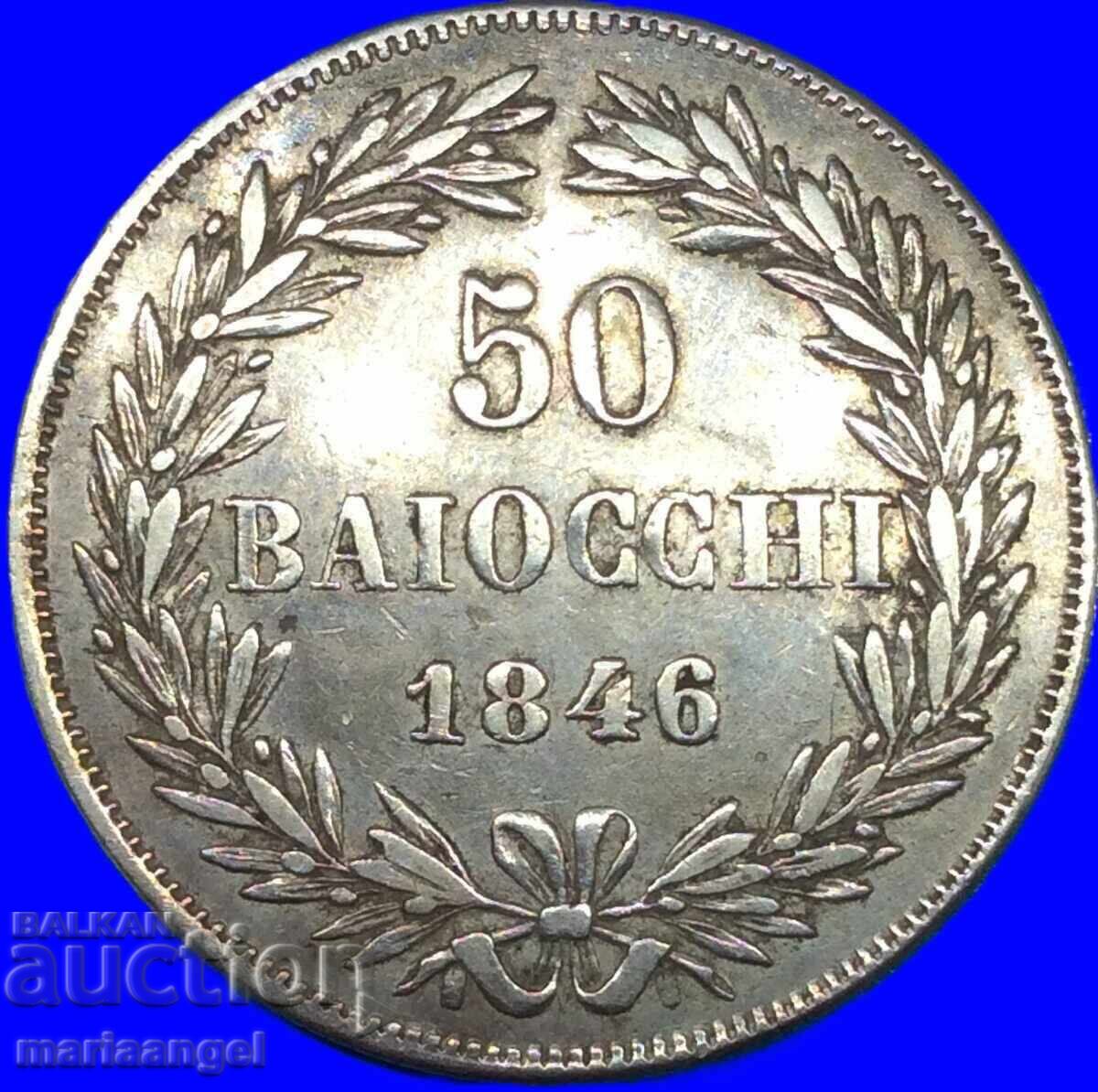 Livrarea 50 baiochi 1846 Vatican* Roma Grigore al XVI-lea (1831-1846) RAR
