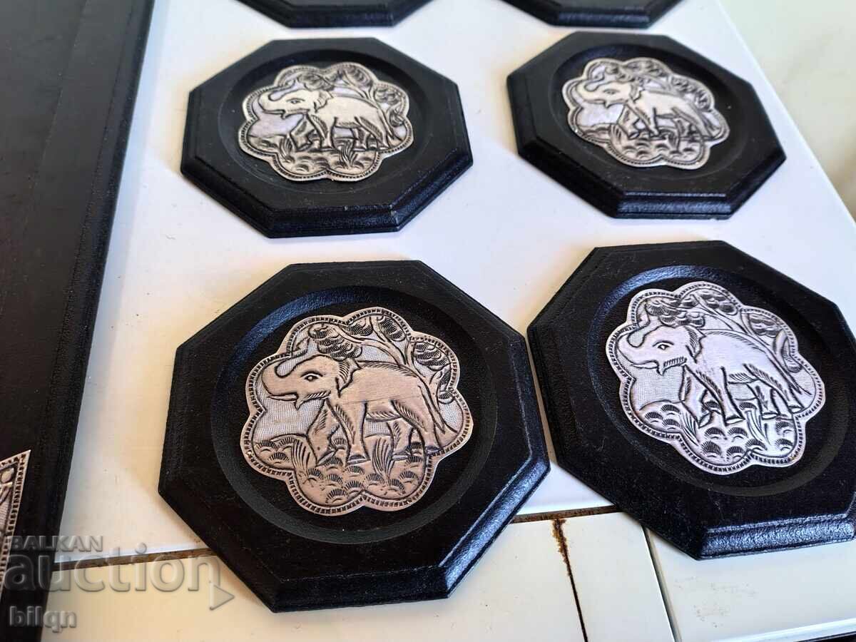 Tavă Frumoasă cu Suporturi de Pahare - Elefănți - 5