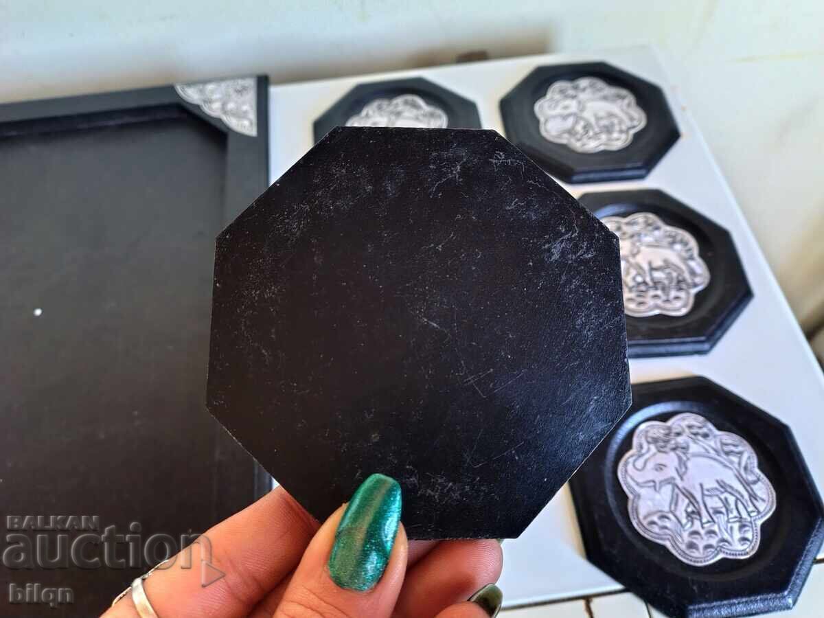 Tavă Frumoasă cu Suporturi de Pahare - Elefănți - 6