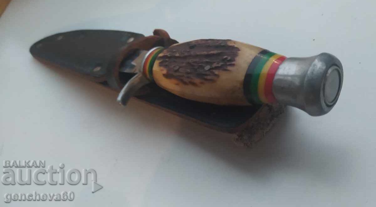 Κυνηγετικό γερμανικό μαχαίρι με πυξίδα και λαβή από κέρατο ελαφιού - 6