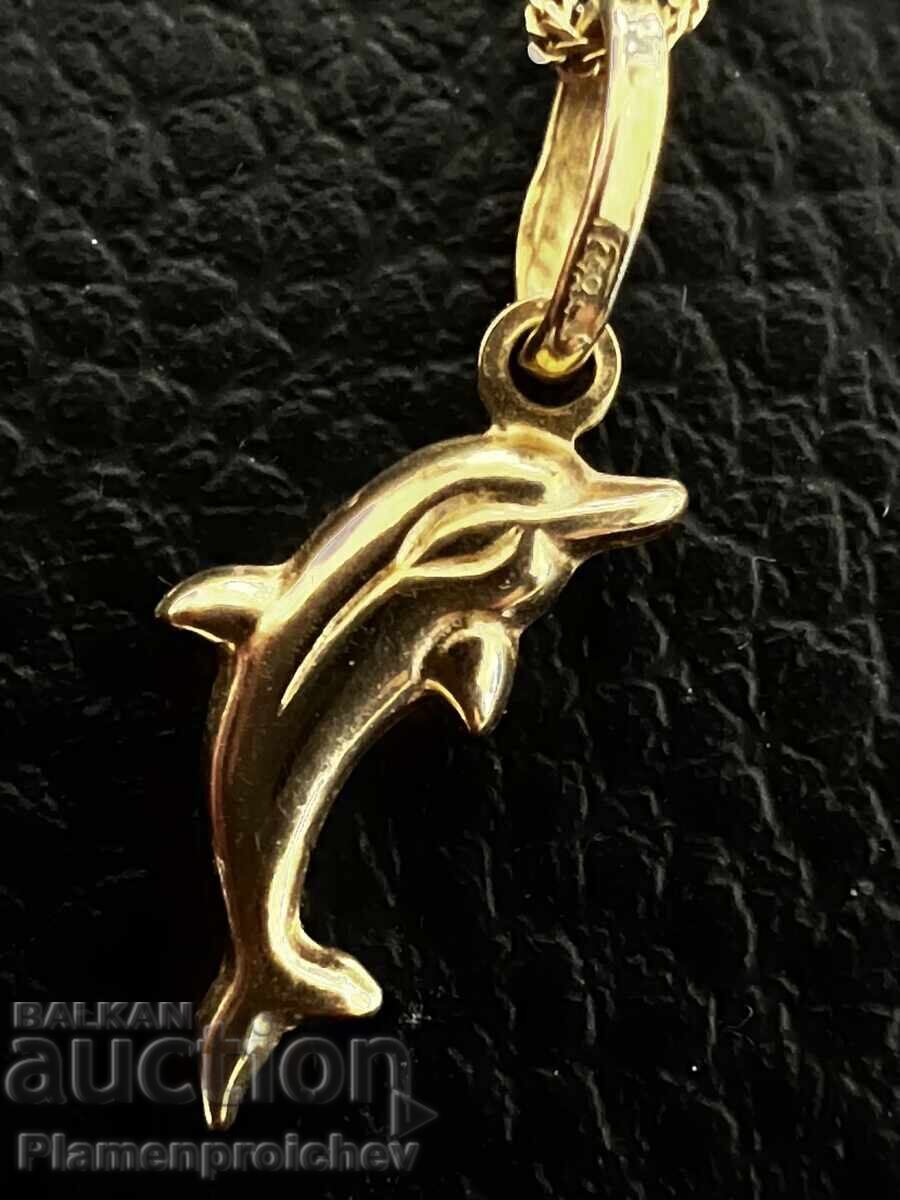 Auction  NEW GOLD NECKLACE WITH DOLPHIN PENDANT GOLD 585/1000 2.06 GRAMS
