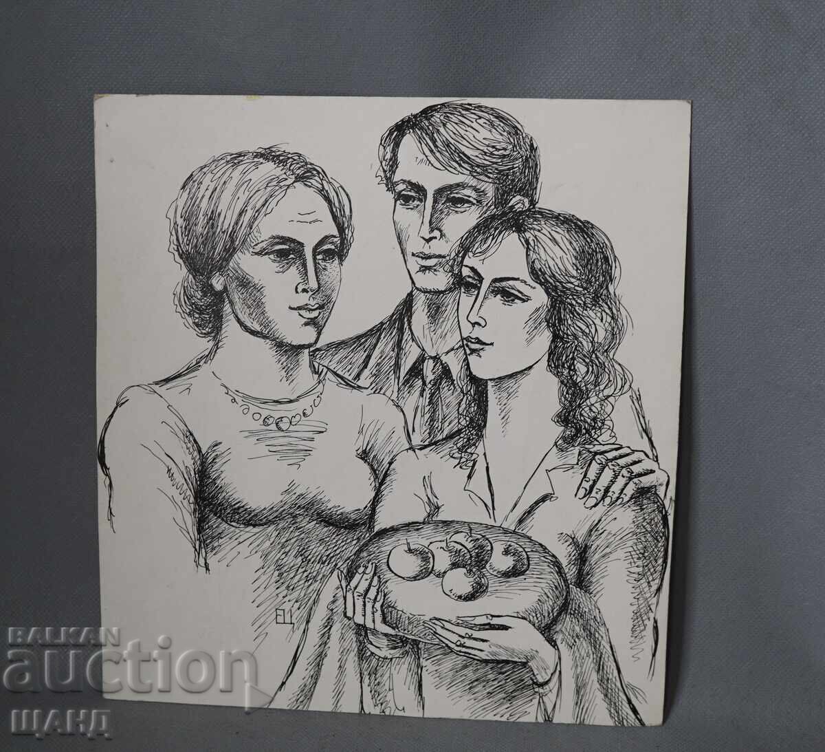 Елена Ценова Майсторска рисунка туш ден на семейството