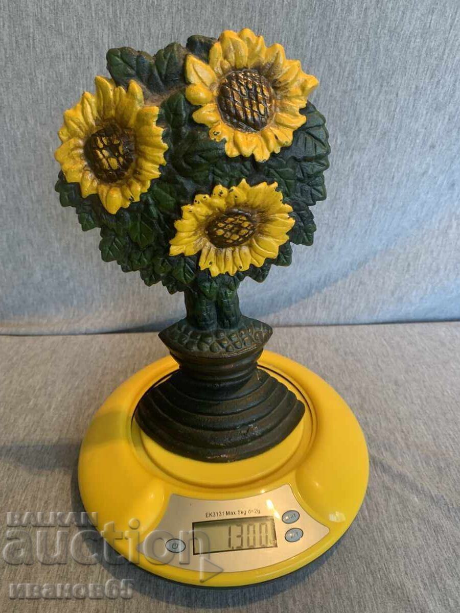 Cast iron doorstop in sunflower color - 5