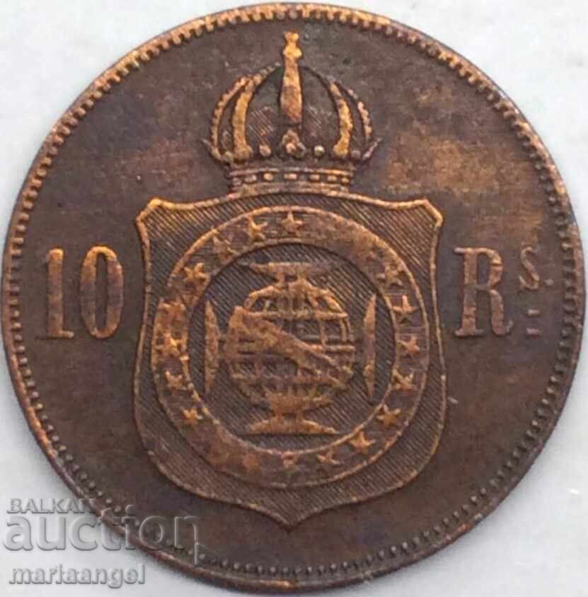 Βραζιλία 1869 10 Ρέις Πέτρος Β' χάλκινο - 7