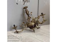 Impressive antique chandelier with exquisite brass ornamentation