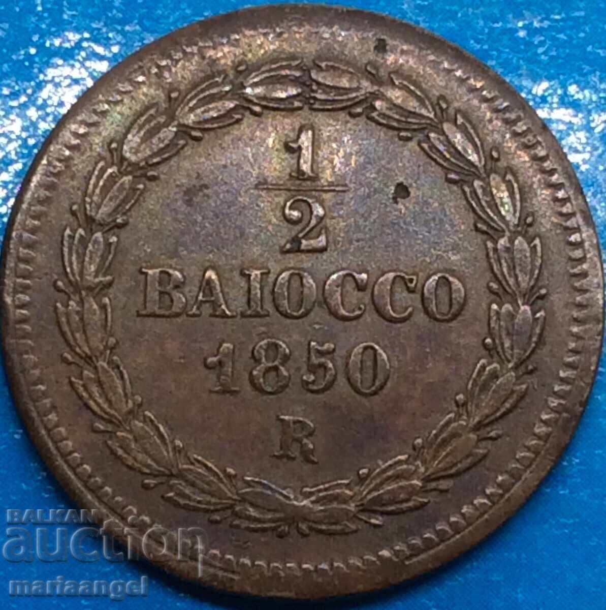 Аукцион 1/2 байоко 1850 Ватикана РИМ 23мм бронз