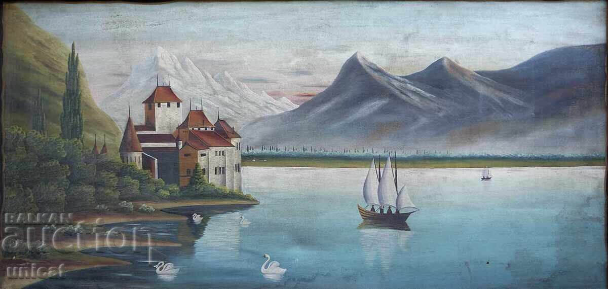 Veche pictură în ulei antică - peisaj din Alpi cu preț € 8000.00 | 15646.64 BGN Veche pictură în ulei antică - peisaj din Alpi cu preț € 8000.00 | 15646.64 BGN