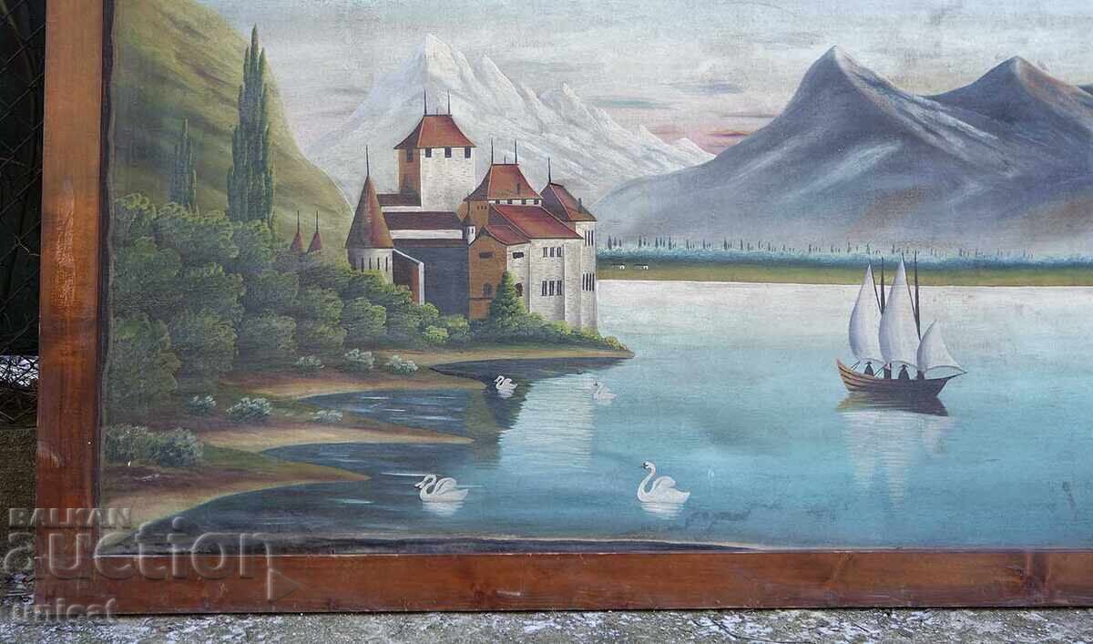 Licitație Veche pictură în ulei antică - peisaj din Alpi Licitație Veche pictură în ulei antică - peisaj din Alpi