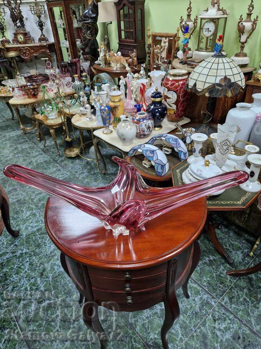 Unică, uriașă, cupă de cristal italiană, fructieră Murano cu preț € 148.00 | 289.46 BGN