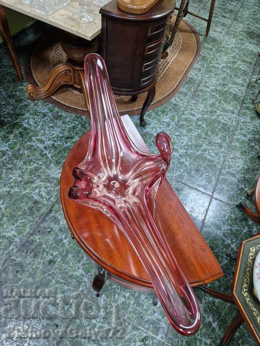 Unică, uriașă, cupă de cristal italiană, fructieră Murano - 5