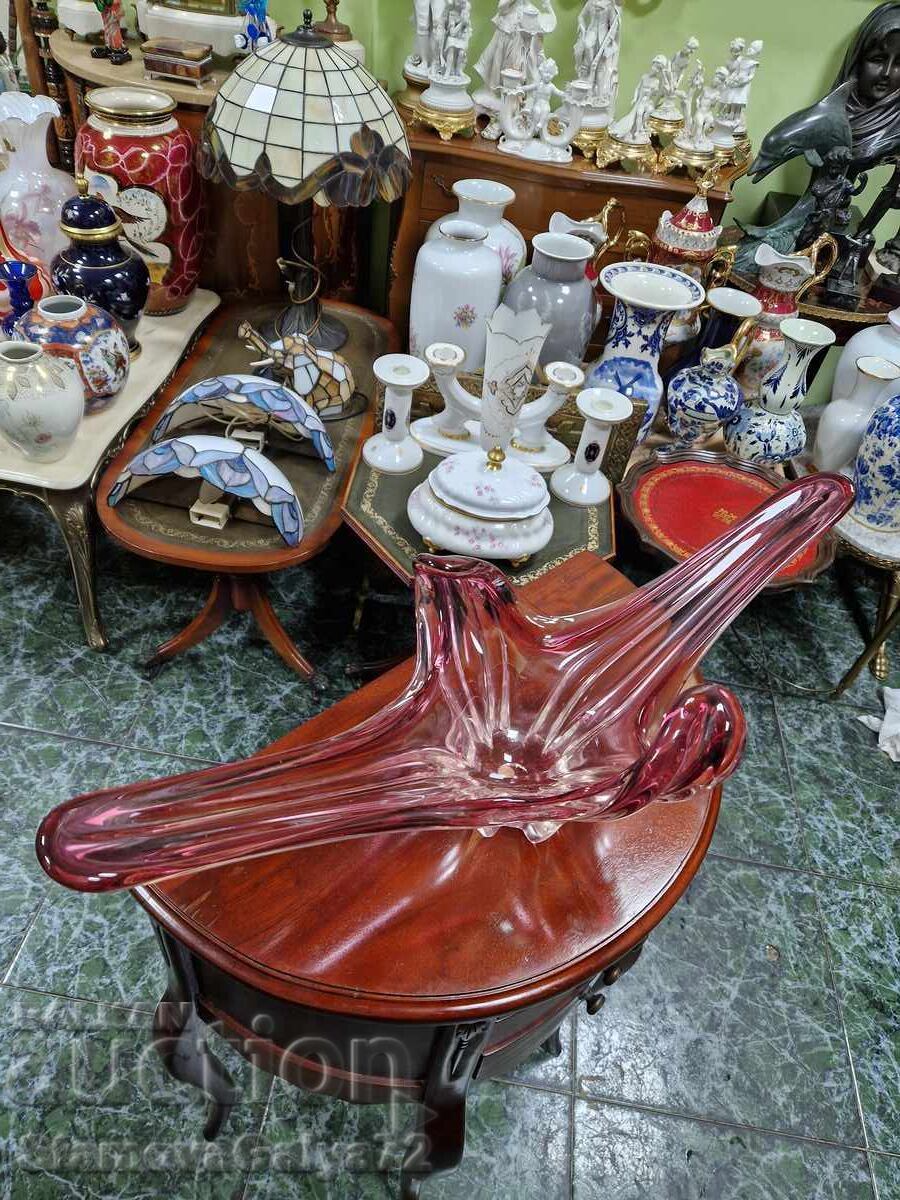 Unică, uriașă, cupă de cristal italiană, fructieră Murano - 6