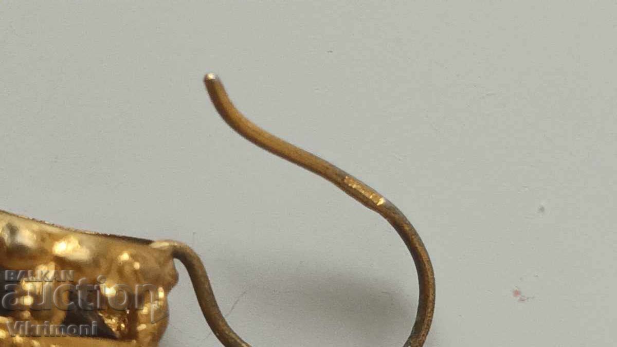Сребро,гранат,позлата,обеци,винтидж,маркировки, фасетиран - 6