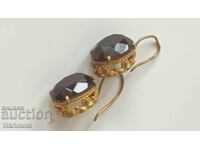 Silver, garnet, gold plating, earrings, vintage, markings, faceted