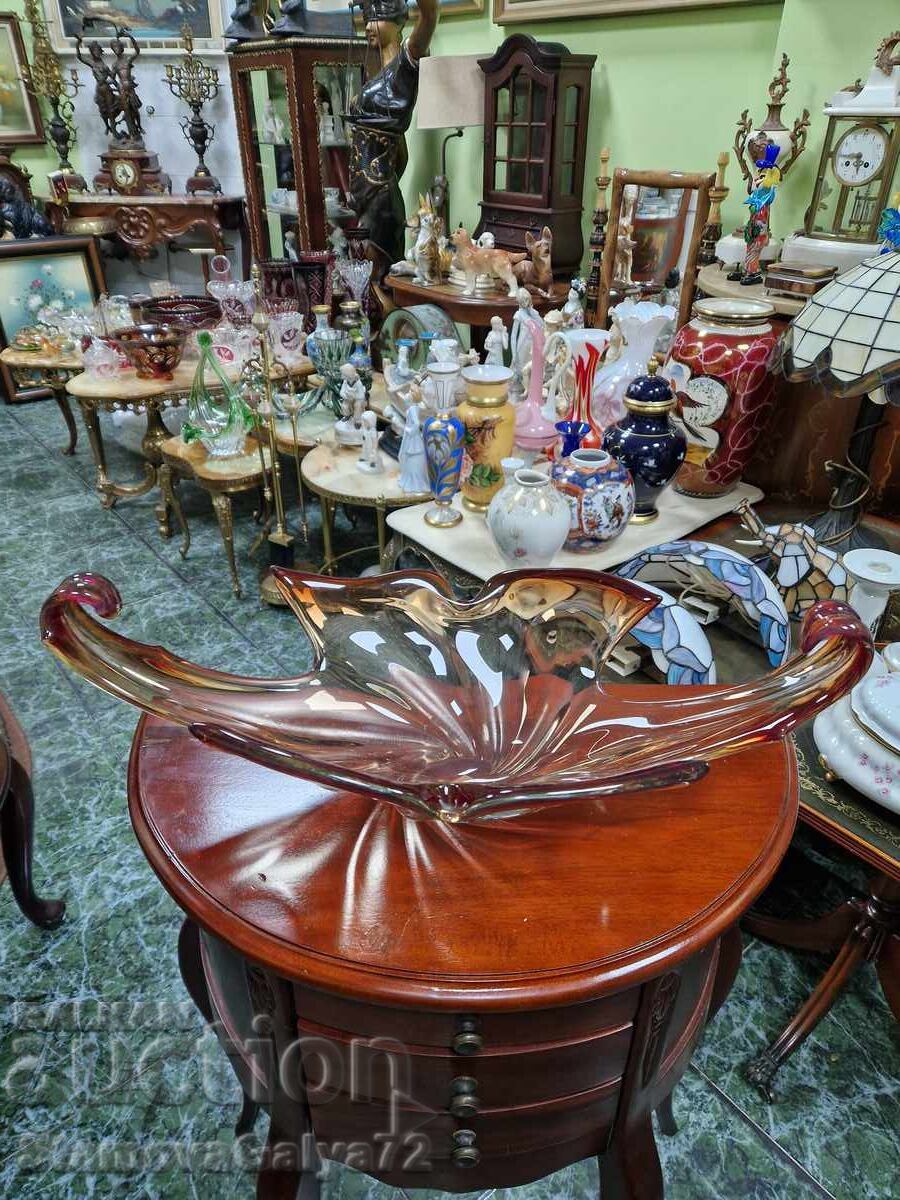 Прекрасна голяма италианска кристална купа фруктиера Мурано с цена € 146.00 | 285.55 лв.