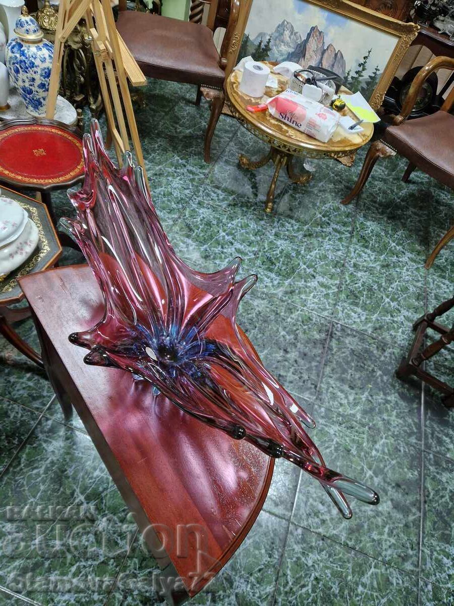 Unică, uriașă, cupă de cristal italiană, fructieră Murano - 7