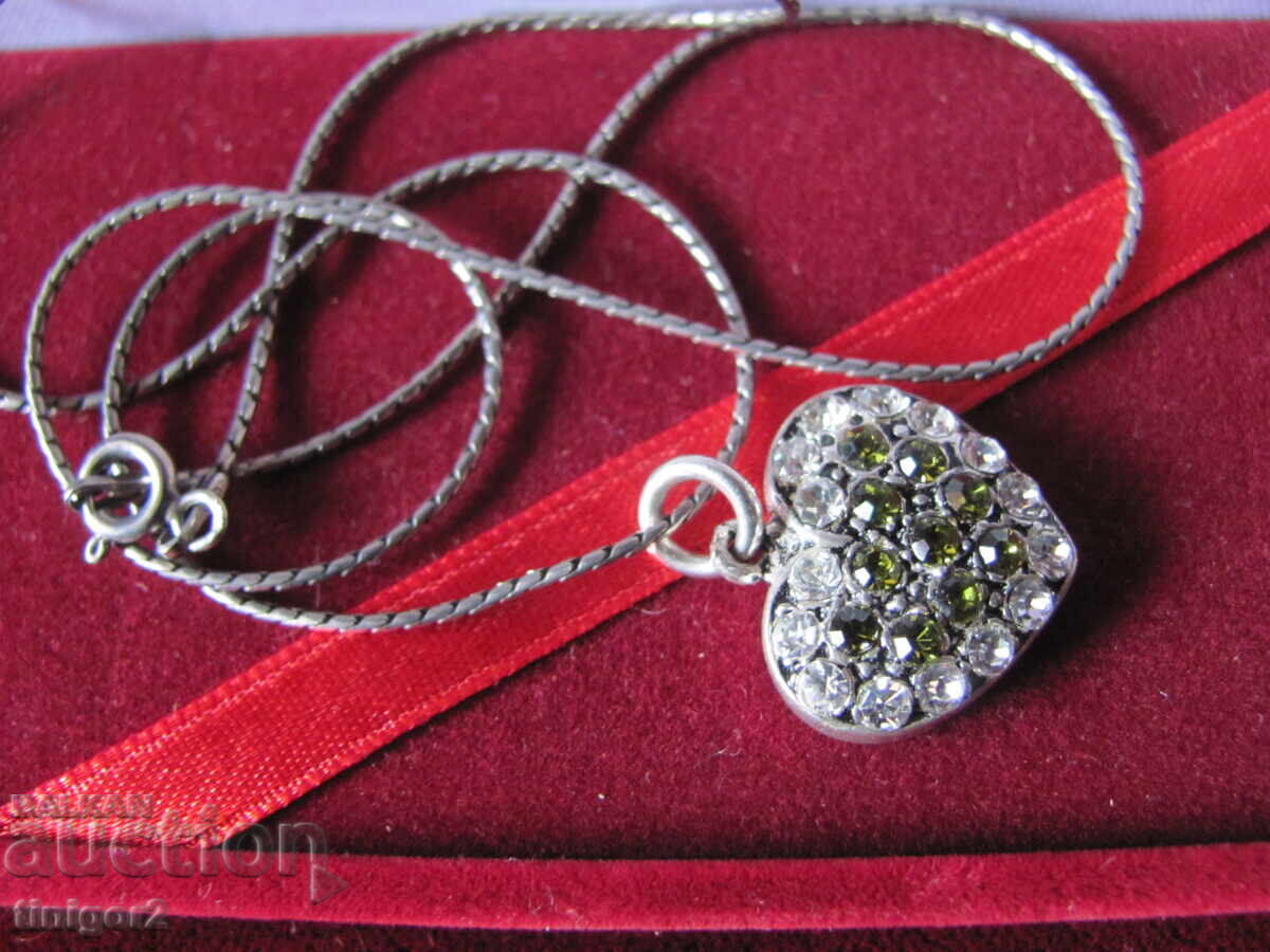 Ασημένιο κολιέ, ζιργκόν, σήμανση 925 - 6