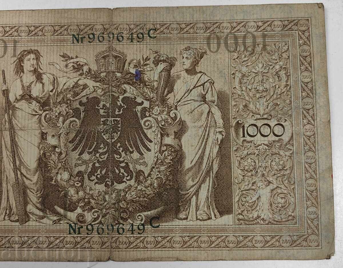 Licitație 1910 1000 MARCI GERMANIA BANCNOTĂ Licitație 1910 1000 MARCI GERMANIA BANCNOTĂ