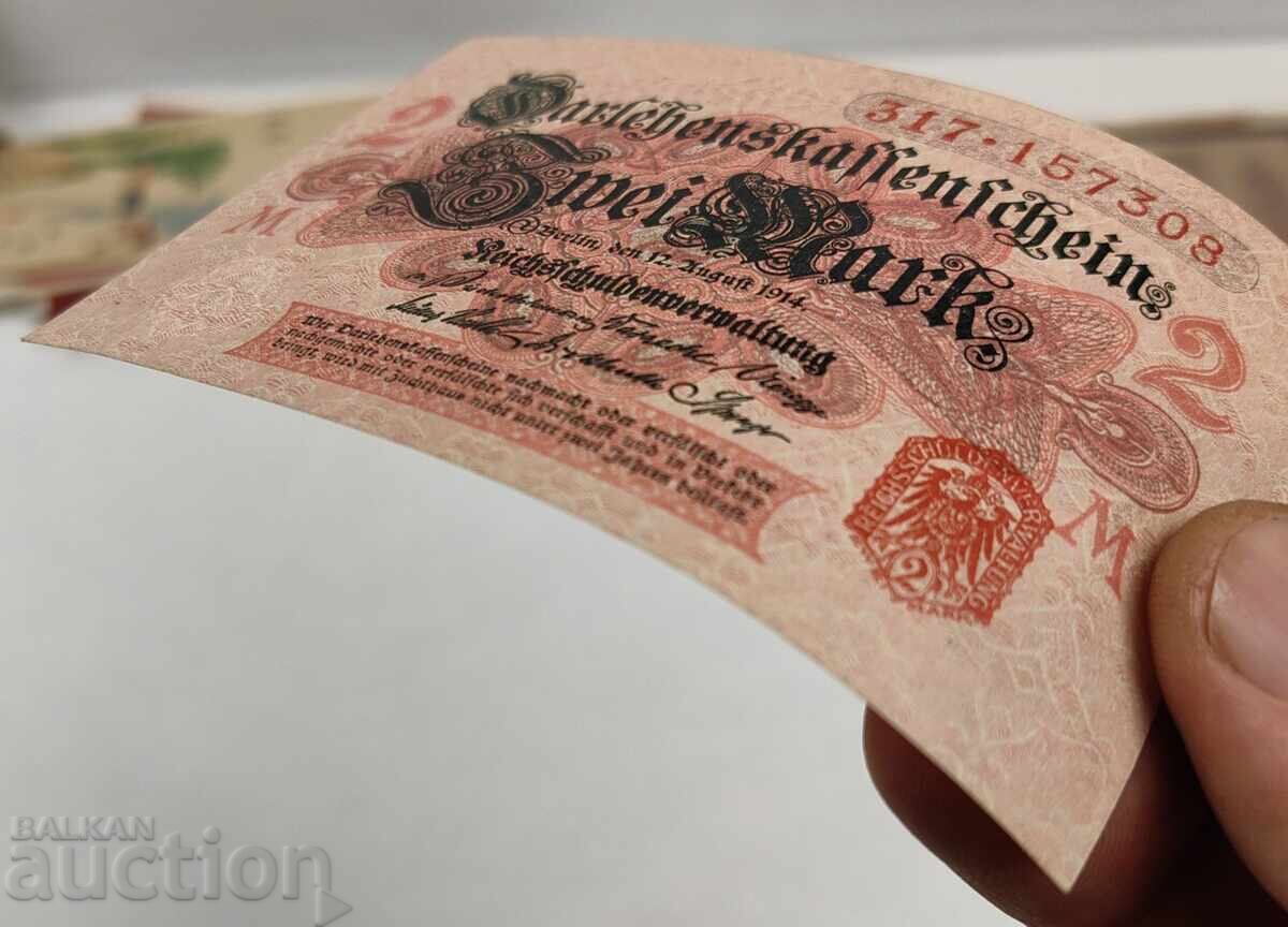 1914 2 DOUĂ MARCI GERMANIA BANCNOTĂ - 7