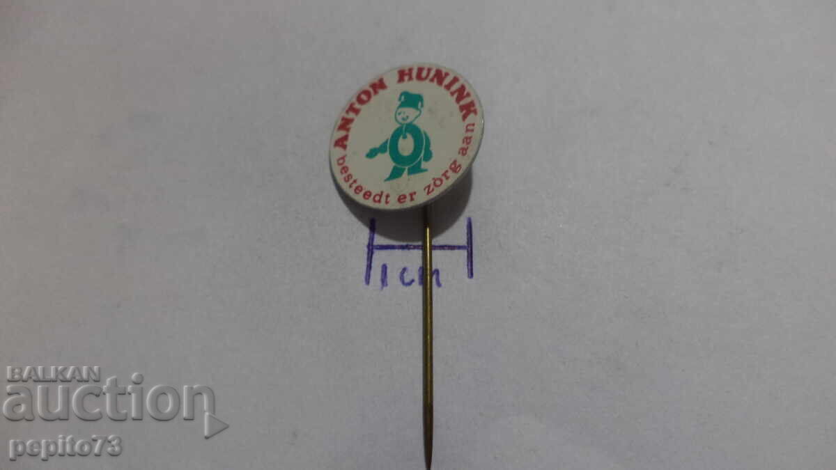 Advertising badge, Anton Hunink, brand of meat products with price € 0.50 | 0.98 BGN