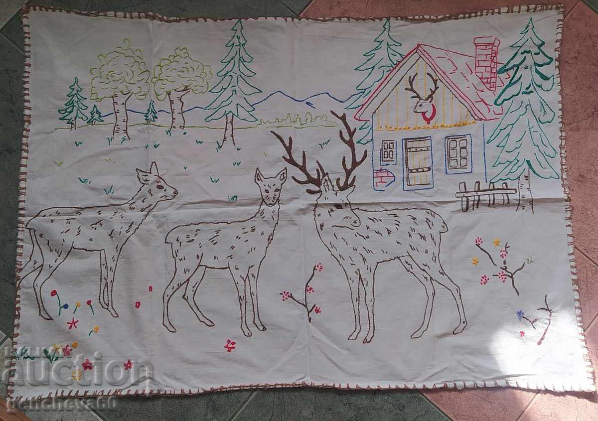 Pătrat brodat retro, șorț de bucătărie și prosop - 6