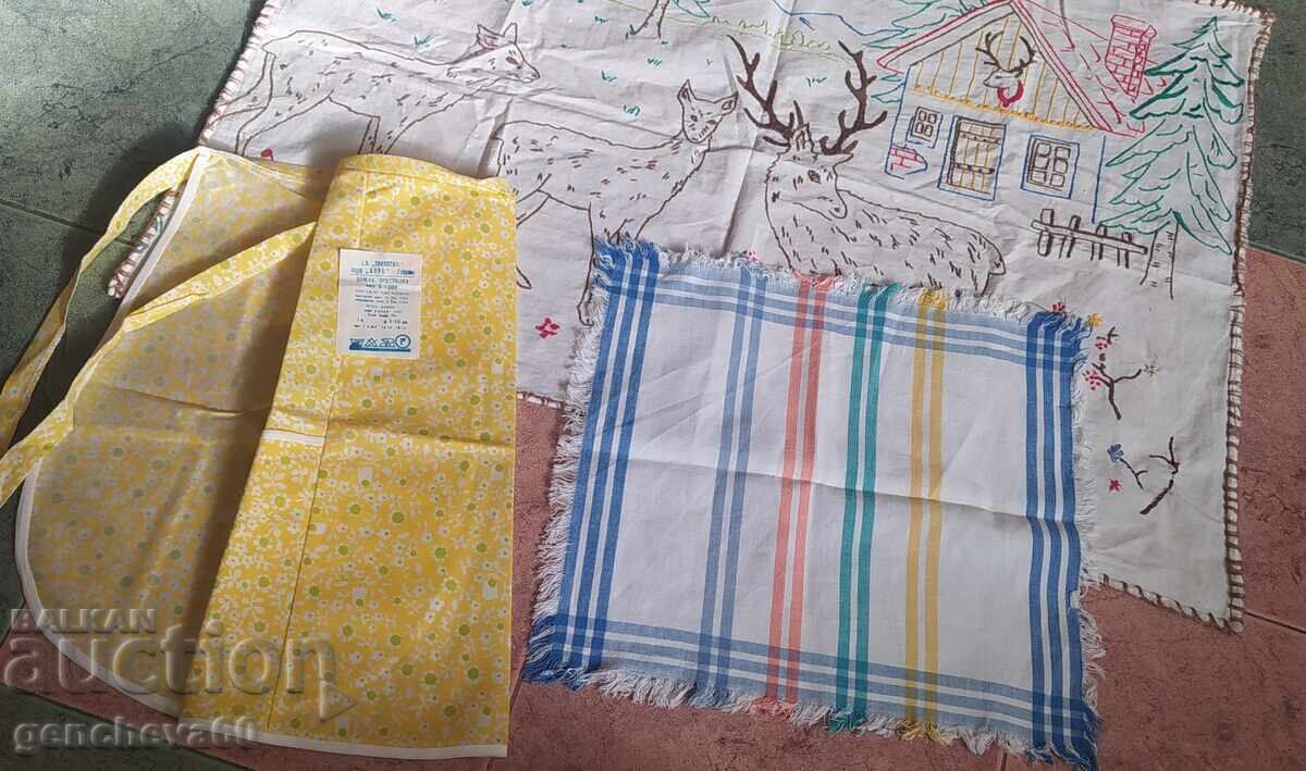 Pătrat brodat retro, șorț de bucătărie și prosop - 7