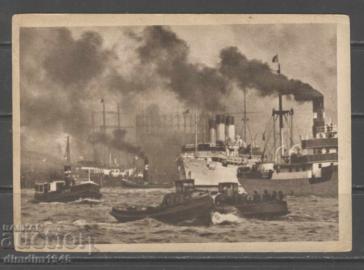 Hamburg port - carte poștală călătorită