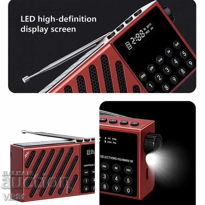 Auction  Solar Stereo Radio JOC-6138REC-S +Bt Fm/Am, USB, Tf
