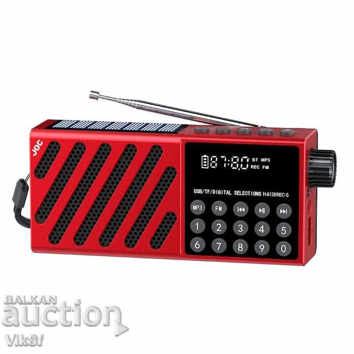 Solar Stereo Radio JOC-6138REC-S +Bt Fm/Am, USB, Tf