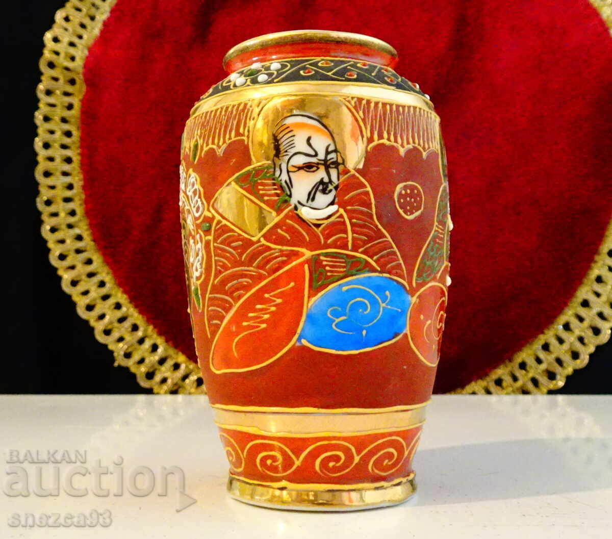 Παράδοση Βάζο ιαπωνικής πορσελάνης Satsuma, χρυσό, σφραγίδα Παράδοση Βάζο ιαπωνικής πορσελάνης Satsuma, χρυσό, σφραγίδα