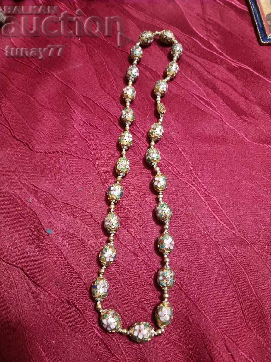 Auction  Antique export necklace, genuine cloisonné enamel
