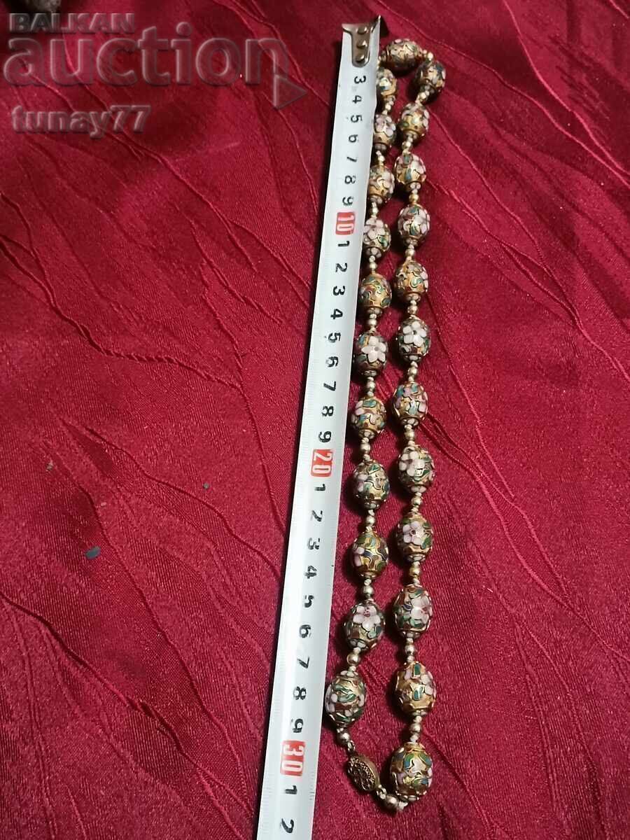Antique export necklace, genuine cloisonné enamel - 5