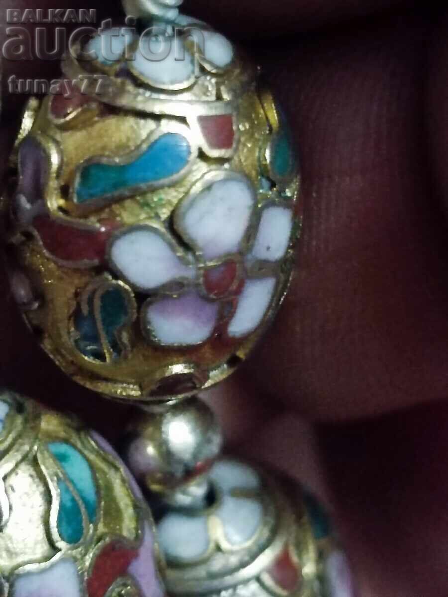 Antique export necklace, genuine cloisonné enamel - 6