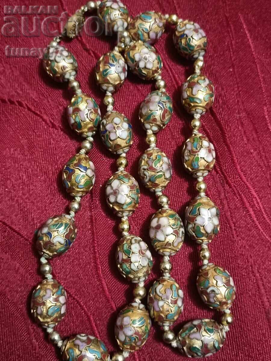 Antique export necklace, genuine cloisonné enamel - 7