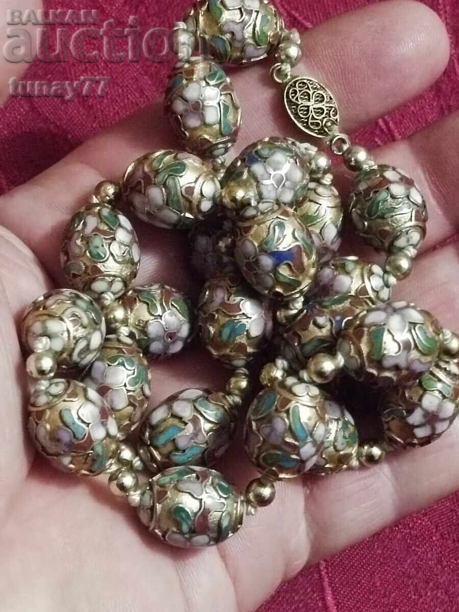 Antique export necklace, genuine cloisonné enamel