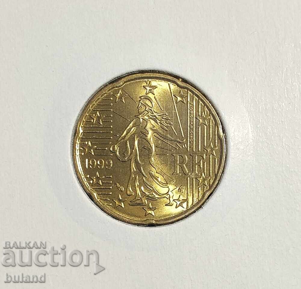 Франция UNC Евромонета 20 Цента 1999 Cent France