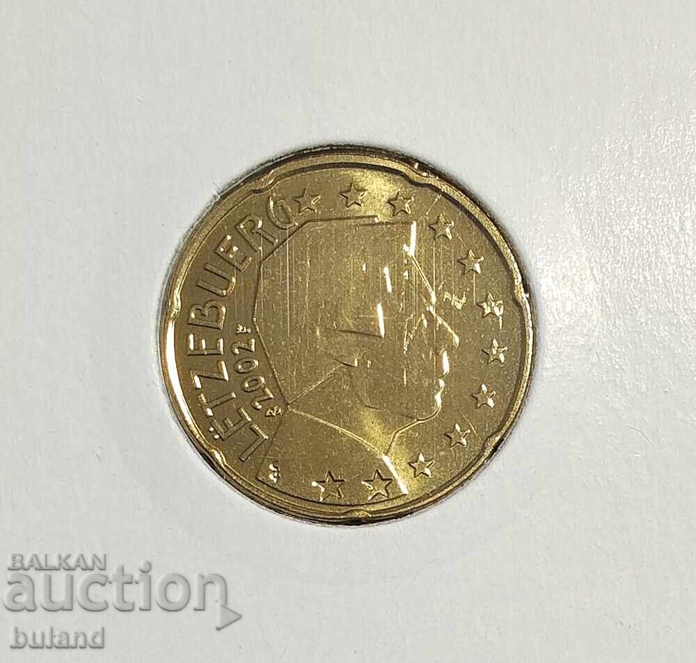 Luxemburg UNC Monedă Euro 20 Cenți 2002 Euro Cent Letzebuerg