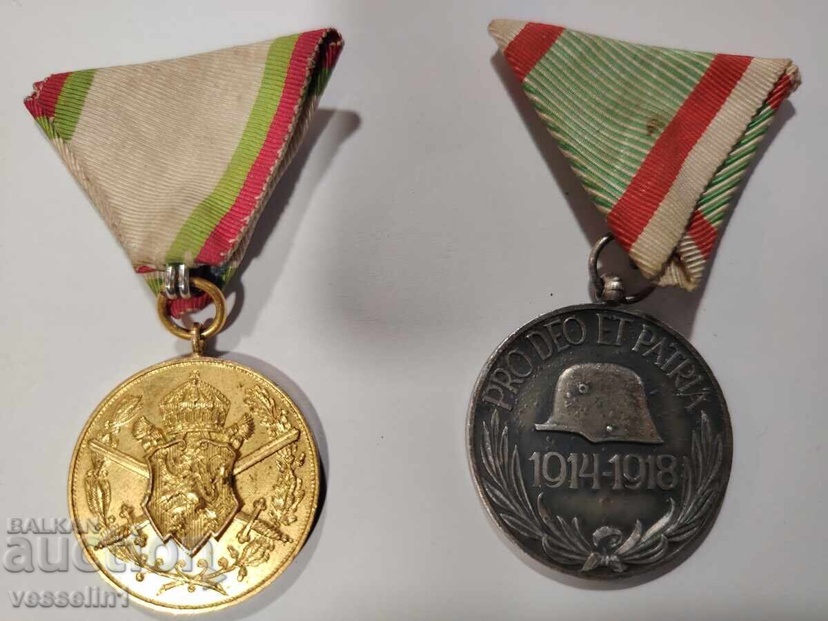 Două ordine din Primul Război Mondial cu panglicile originale în